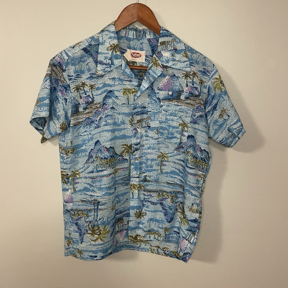 Vintage Pomare Hawaii‎ Hawaiian Shirt Men Size S? Aloha Vaca Tropical Ocean